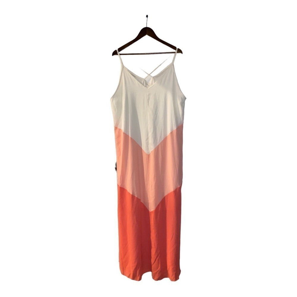 Chic Soul Strappy‎ Colorblock Sleeveless Cream Peach Pink Maxi Dress Size 3xl